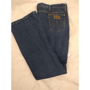 Wrangler Cowboy Cut Jeans Mens 42x34 Blue 13MWZ Slim Fit Bootcut Stretch Denim